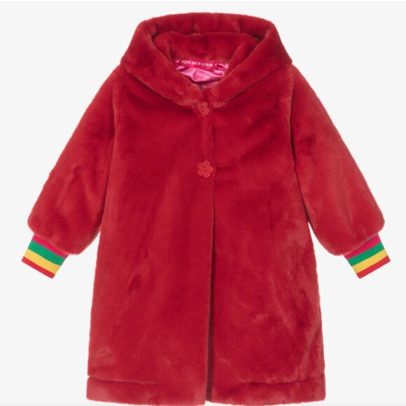 Agatha Ruiz De La Prada red fur coat NWT